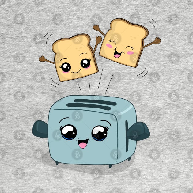 Cute Kawaii Toast and Toaster by valentinahramov